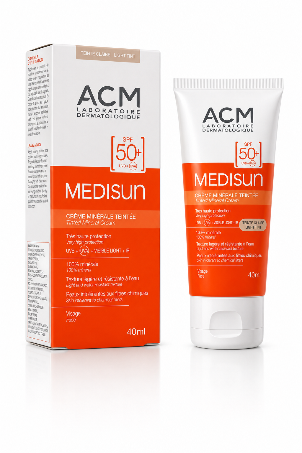 كريم ACM Medisun الملون بعامل حماية SPF50+ فاتح 40 مل
