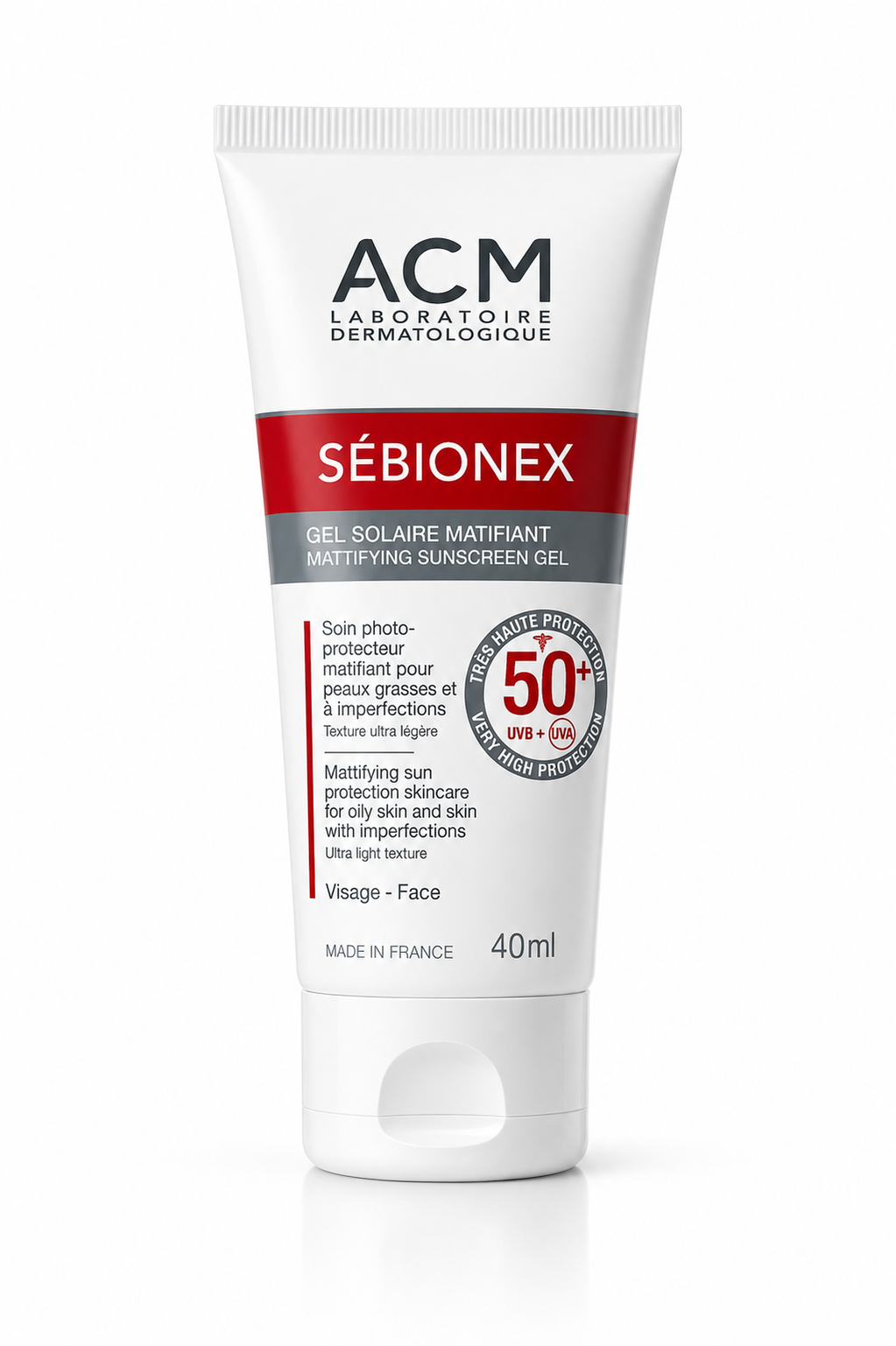 ACM Sebionex جل مطفأ للمعة بمعامل حماية SPF50+ سعة 40 مل